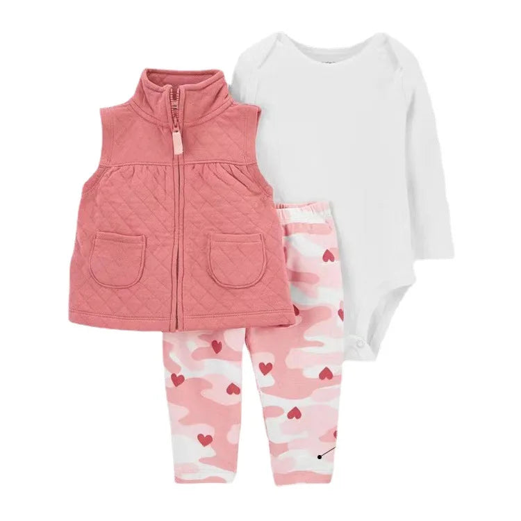 3-piece Suit Summer Baby Clothes Sets Baby Short Sleeve Shorts Cover Clothes Cute Girls Bebe Children Cotton 100% Clothing 6-24M