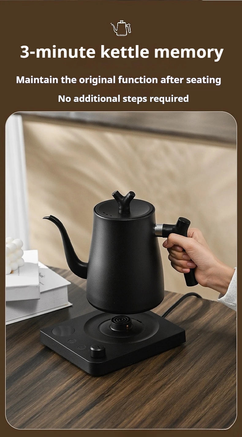 Smart Electric Gooseneck Kettle 1L 1000W, Stainless Steel Pour Over Coffee/Tea, 40-100°C Temp Control, Auto Shut-Off