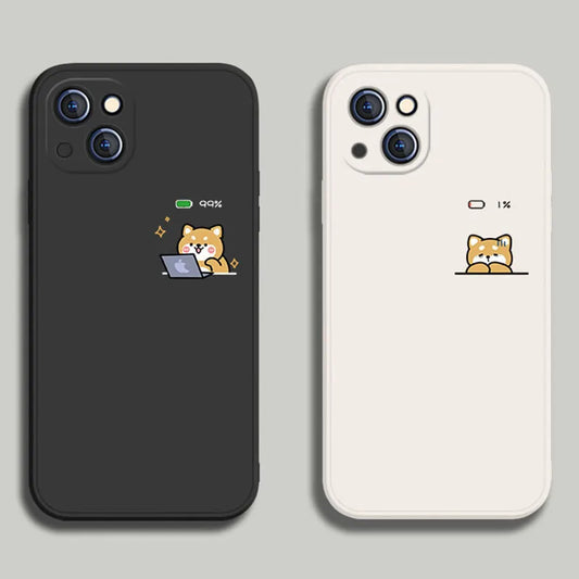 Funny Work Hard Shiba Inu Dog Phone Case For iPhone 17 16 15 11 12 14 13 Pro Max Mini X XR 7 8 Plus SE 16E Air Soft Cover Fundas