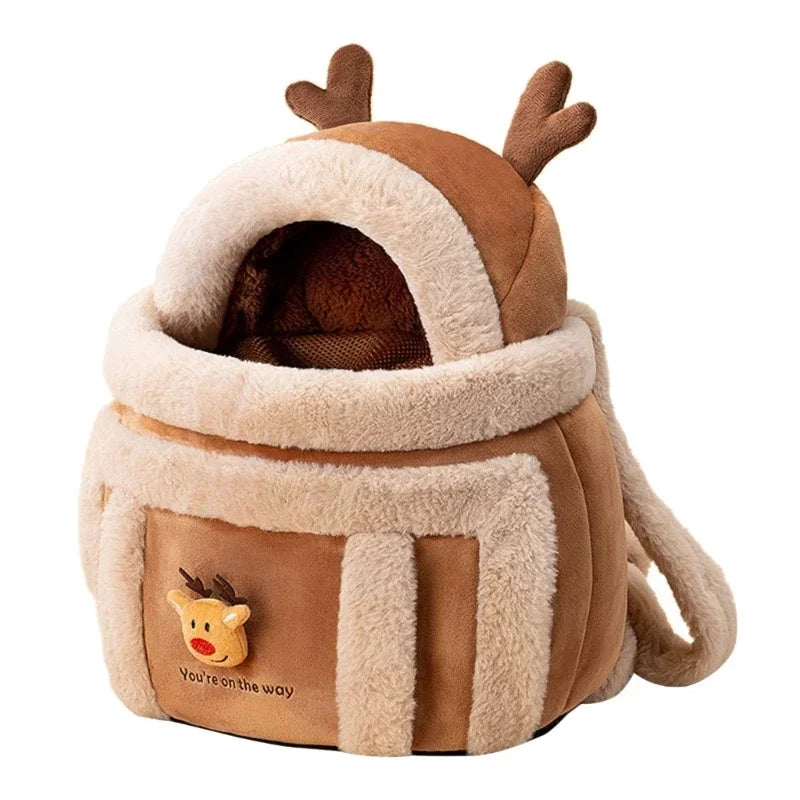 Outdoor Cat Carrier Portable Winter Warm Pet Travel Bag Luxury Hand Tote Car Seat Furry Nest For Small Dogs Puppies