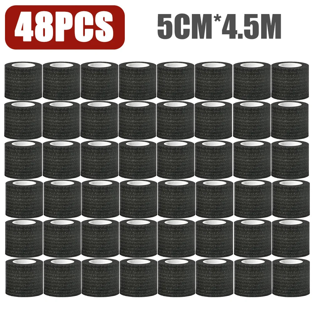96/48/24/12/6/2pcs BlackTattoo Grip Tape Wrap Elastic Bandage Wrap 5cm/2.5cm for Tattoo Grip Tube Tattoo Pen Machine Supply