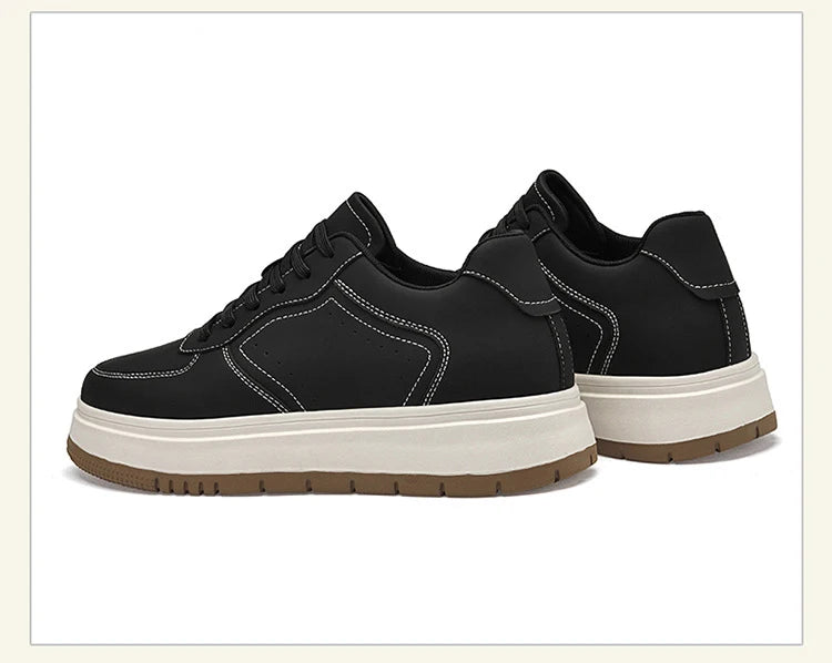 Men's Invisible Height Increasing Elevator Shoes Lace-up Sporty White Sneakers 8/10cm Taller Size Plus Invisible Elevate Shoes