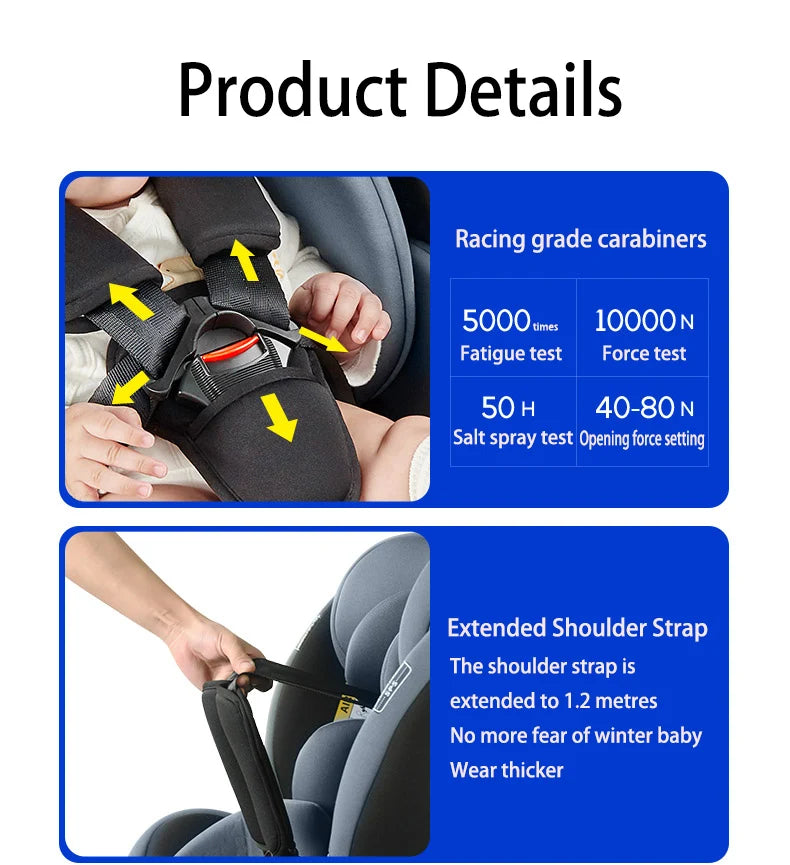 Child seat 360° ISOFIX rotating baby car seat Child Car Safety Seats ECE R129 5-point seat belt 0-12 Years Suitable for newborn
