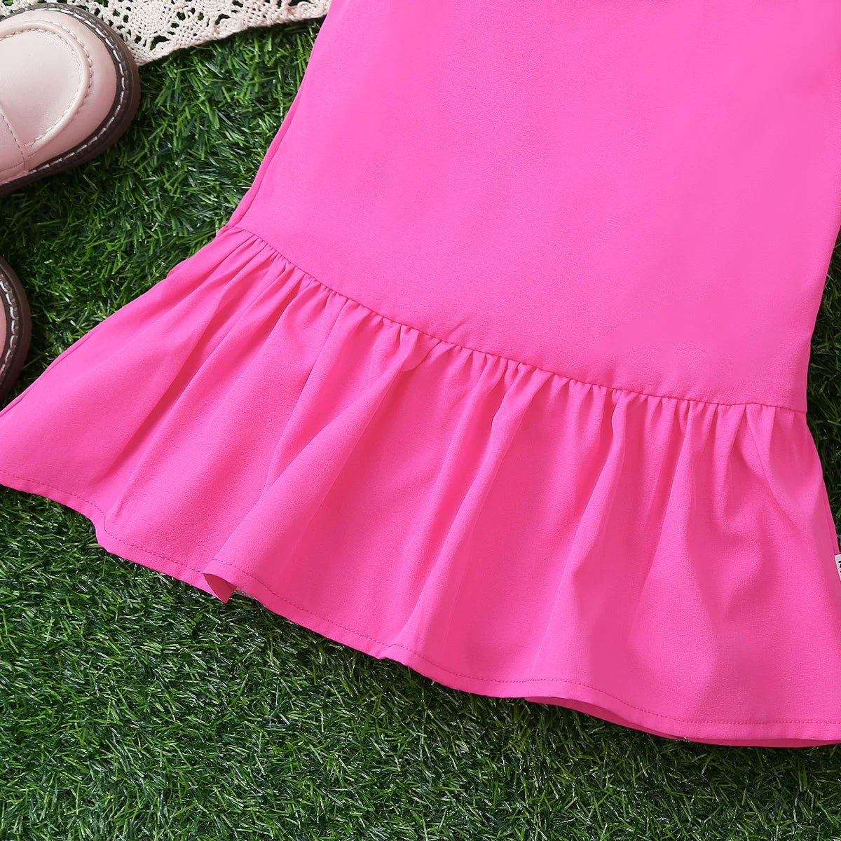 Baby Summer Solid Color Flying Sleeves Lace Dress Princess Dress Sweet, Cute and Exquisite Children's Accessories