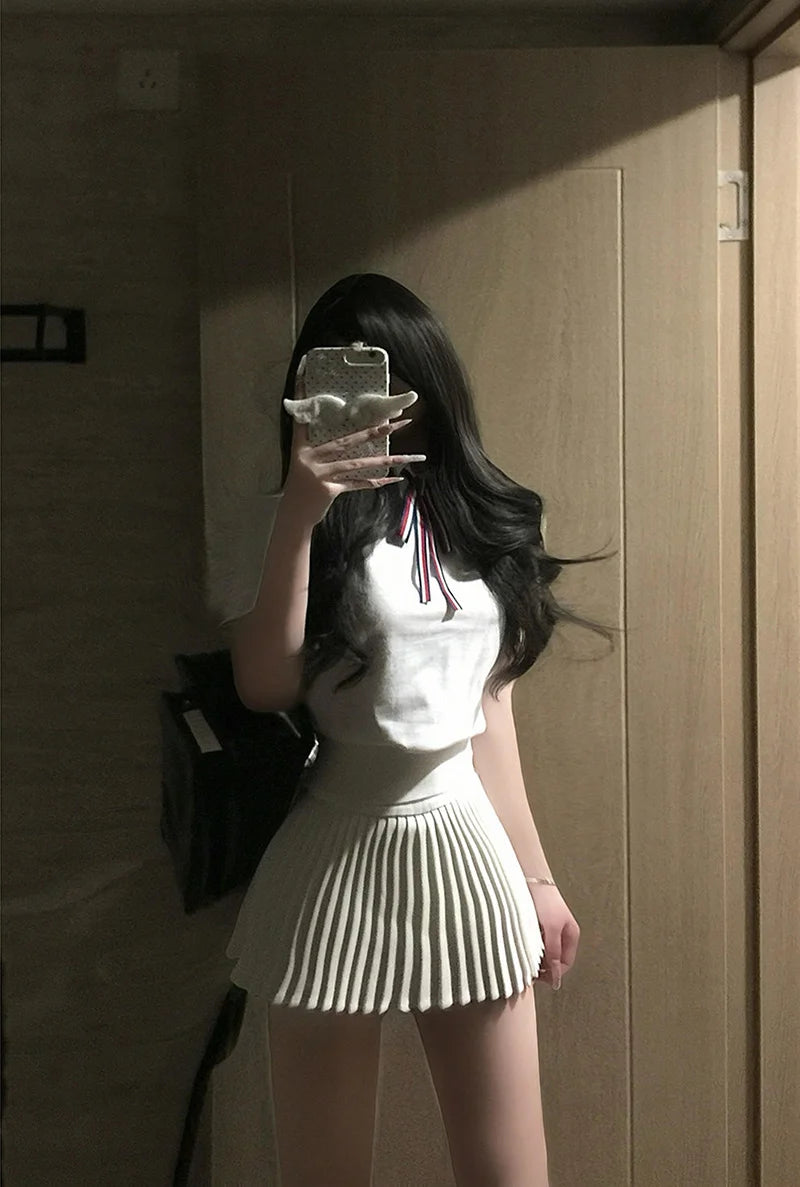 BIVIGAOS Summer Fashion High Waist Sport Short Skirt Women Youthful Cute Mini Skirt Safety Shorts Accordion Pleated Tennis Skirt