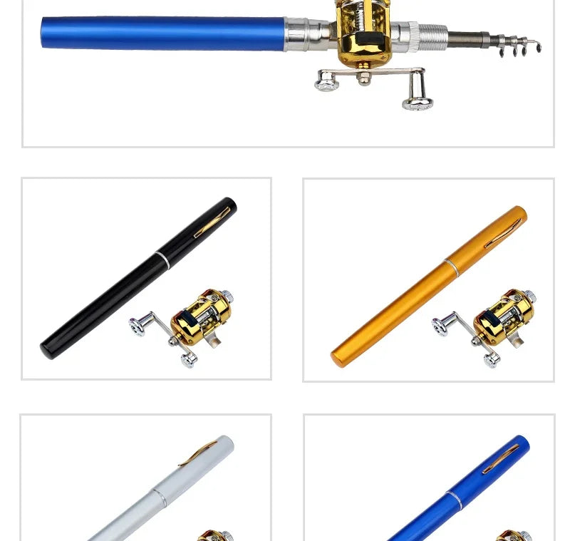 [Fish Rod+Reel+Line+Accessories] Pocket Fishing Rod Reel Full Kit Telescopic Mini Fishing Pole Pen Shape Folded Fishing Rod Kit