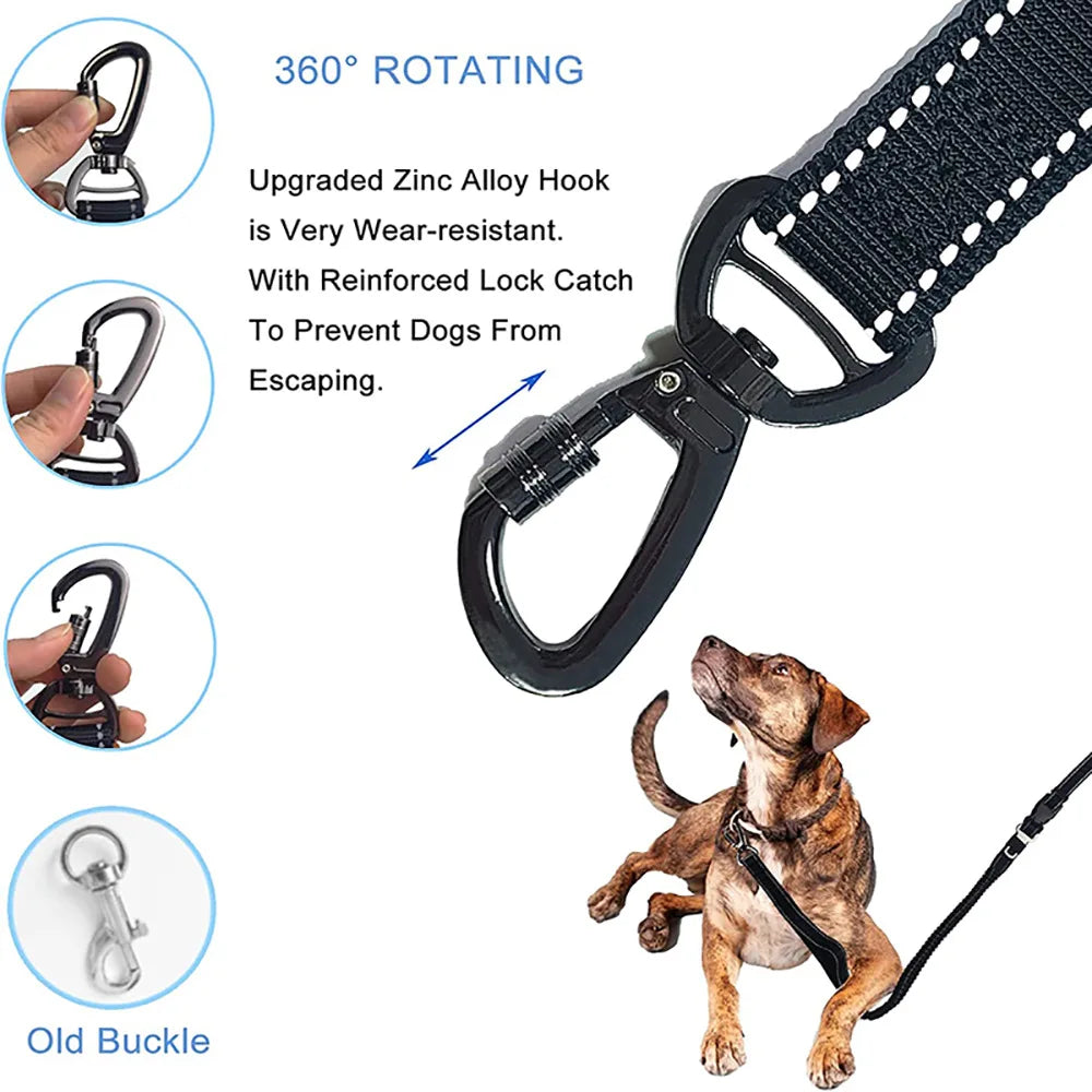Heavy-Duty Bungee Dog Leash 4-in-1 Multifunctional Training Leash with Car Seat Belt,Dog Accessory, Dog Leash For Medium Dog