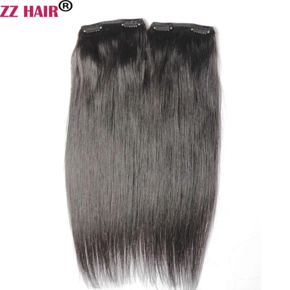 ZZHAIR 100% O Brazilian Human Remy Hair Extensions 16"-24" 2pcs Set 70g 80g Clips-in Two Pieces 2x10cm Natural Straight