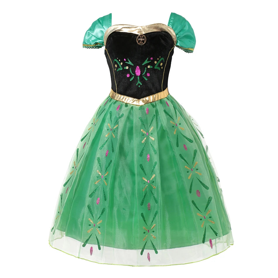 Halloween Birthday Carnival Princess Costume Dress Elsa Anna Snow White Aurora Moana Rapunzel Mermaid Belle for Girls 2-8Y