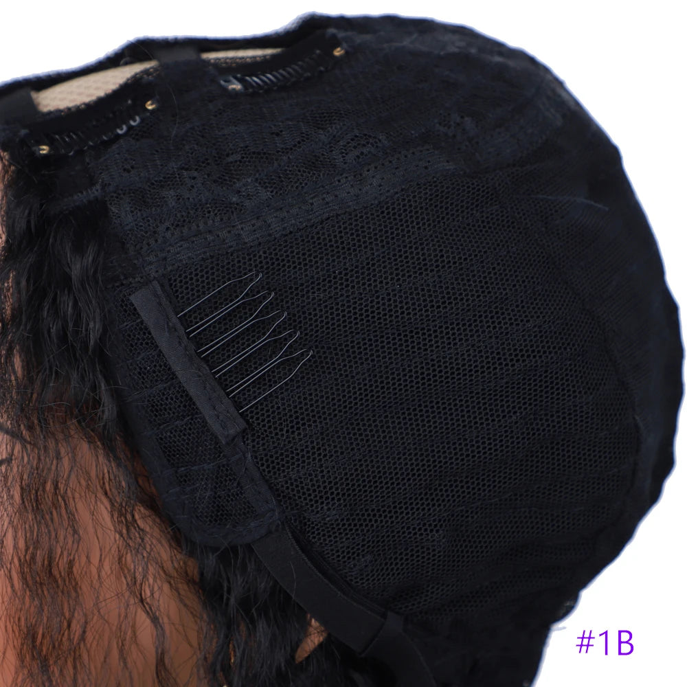 Synthetic Kinky Curly U Part Wigs Afro Kinky Synthetic Hair Wigs U Part Wigs for Women Black Kinky Curly Synthetic Puffy Hair
