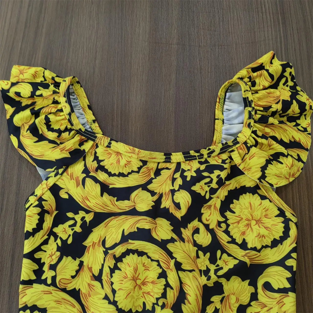 2025 Girl Swimsuit Summer golden flower bodysuit Special Offer Children's Swimsuit factory Wholesale