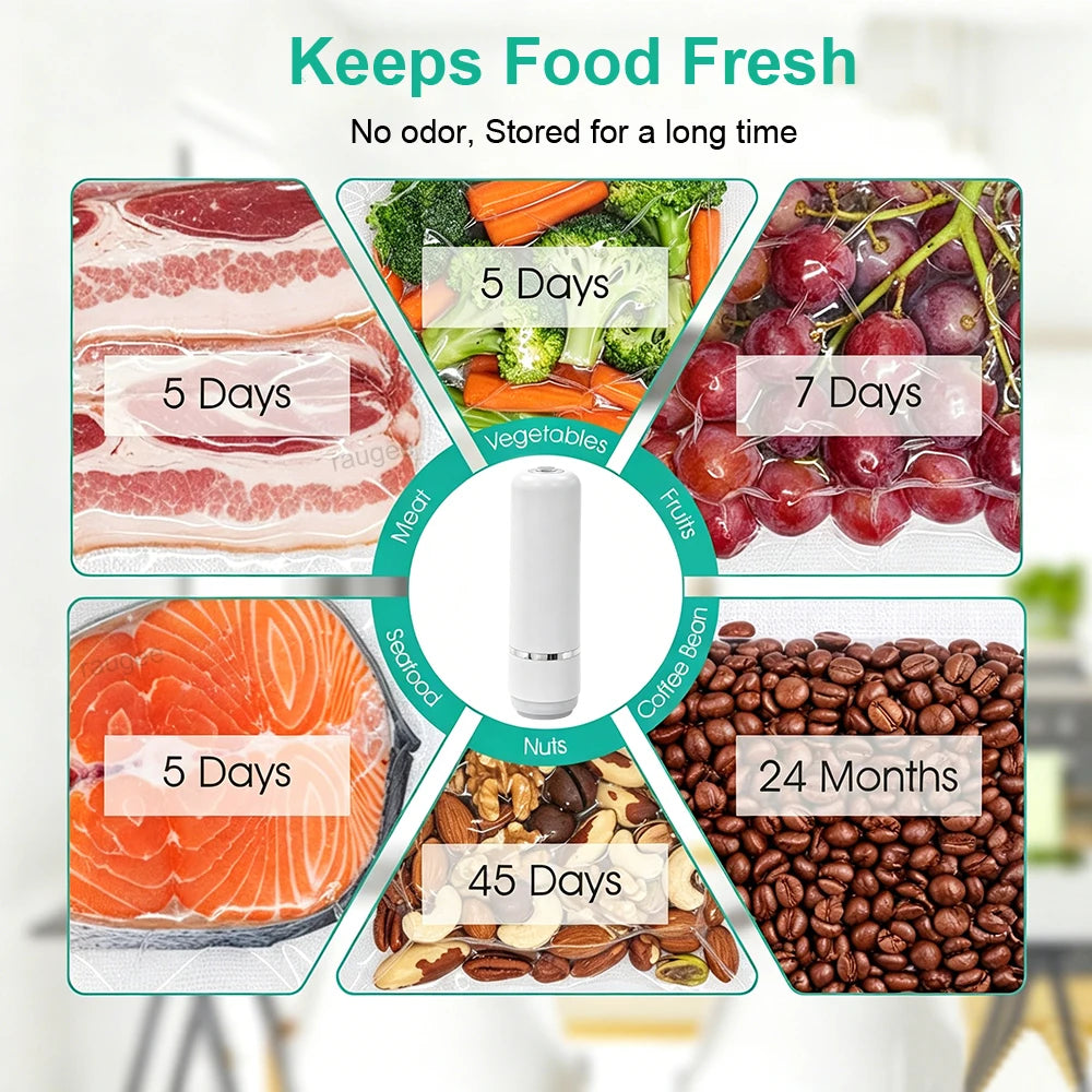 Vacuum Sealer Pump Electric Air Pump for Food Fresh-Keeping Vacuum Sealed Storage Bag Automatic Vacuum Compression Machine