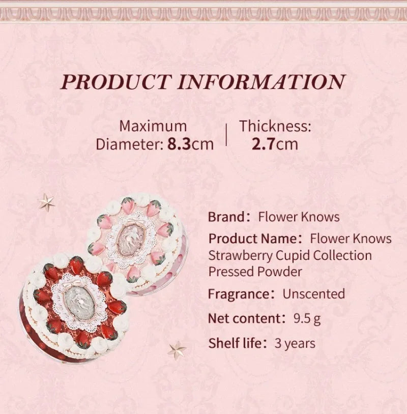 Flower Knows Strawberry Cupid Collection Makeup Set Pressed Powder Solid Perfume Makeup Kit for Women Full Kit Teenagers Make up