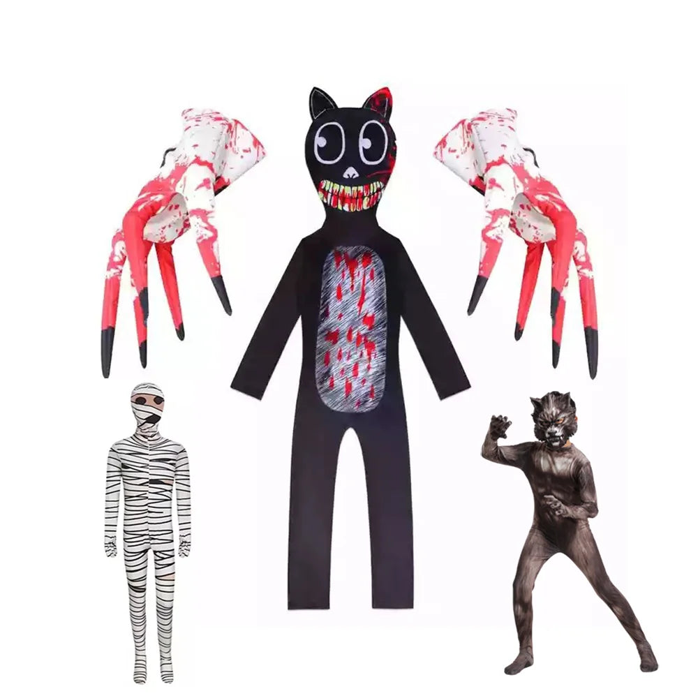 Halloween Costumes for Kids Siren Head Cosplay Bodysuit Boys Girls Anime Black Cat Character Fancy Dress Carnival Party Clothing
