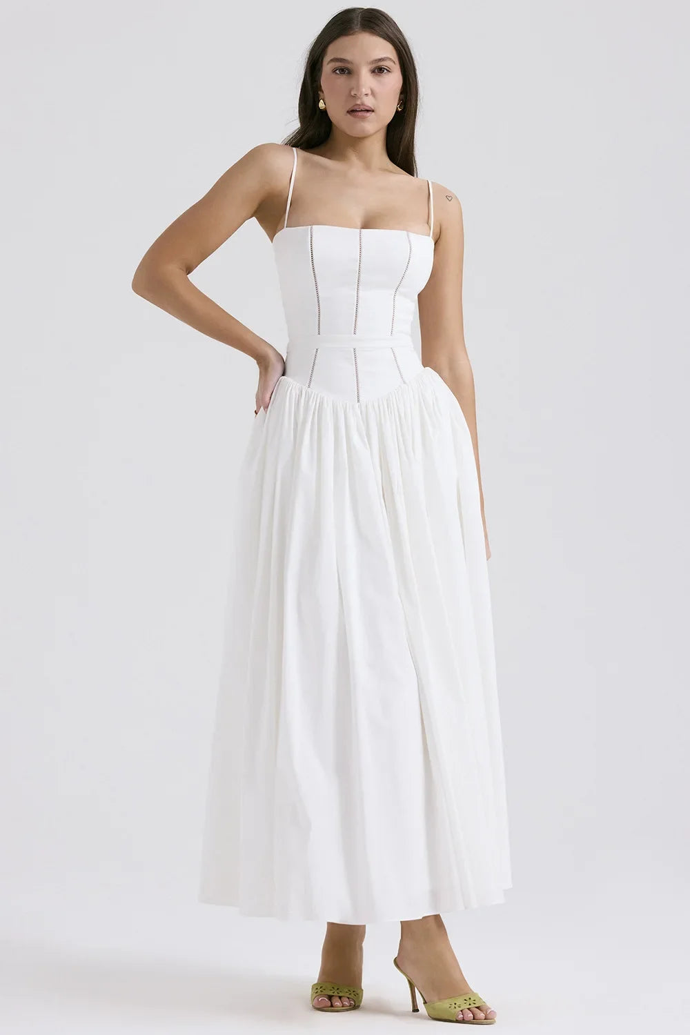 Elegant Fairylike French Style Gentle Floral Print Strapless Midi Dress Slimming Women's Fashion High End Feeling Dress