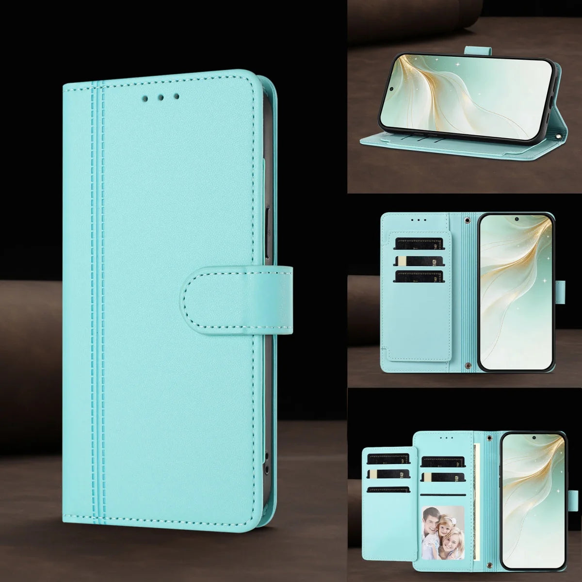 Luxury Premium Leather Wallet Case For iPhone 17 16 15 14 13 12 17 Pro Max Plus Air 17e 16e Wallet Card Slot Magnetic Flip Cover