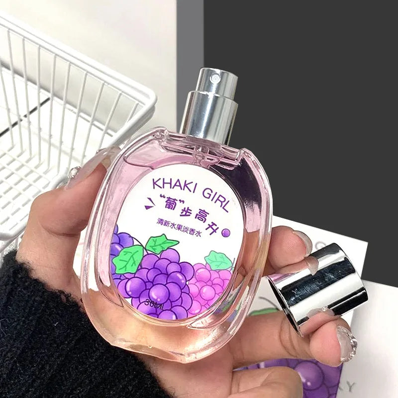 Young Girl Fruity Fragrance Women Perfume Light Long Lasting Sweet Scent of Grape Strawberry Orange 30ml Portable Fruity Perfume