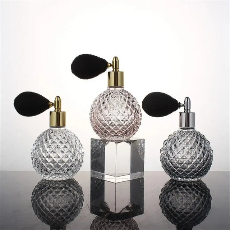 50/100ml Portable Vintage Crystal Glass Perfume Bottle With Airbag Atomizer Empty Cosmetic Container Refillable Spray Bottles