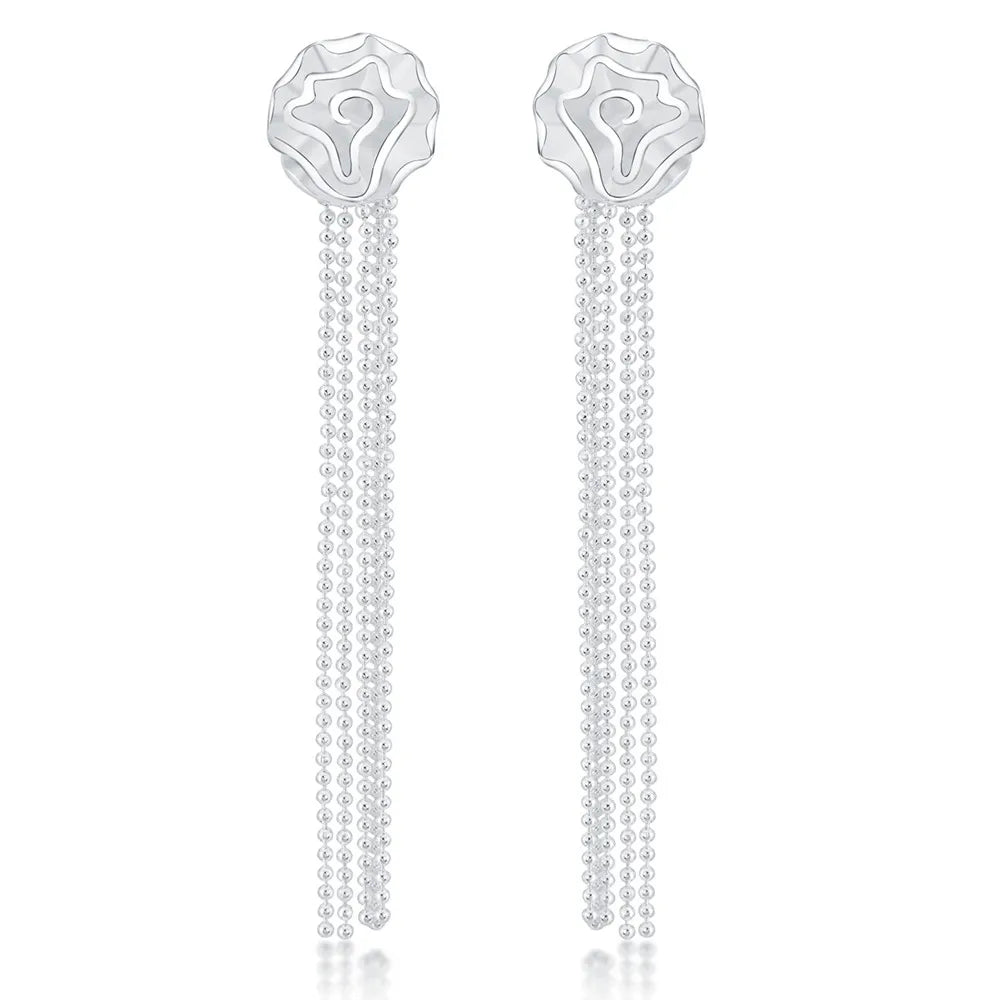 Hot Wedding Jewelry Noble Elegant Roses Flower Ring Necklaces Bracelets Bead Chain Stud Earrings Silver Color Jewelry Sets