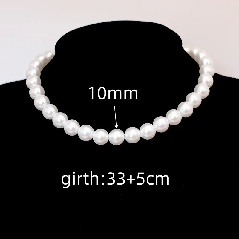 4 5 6 8mm White Pearl Chokers Necklace Clavicle Chain For Women Classic Fashion Elegant Wedding Neck Jewelry Love Pendant Gift