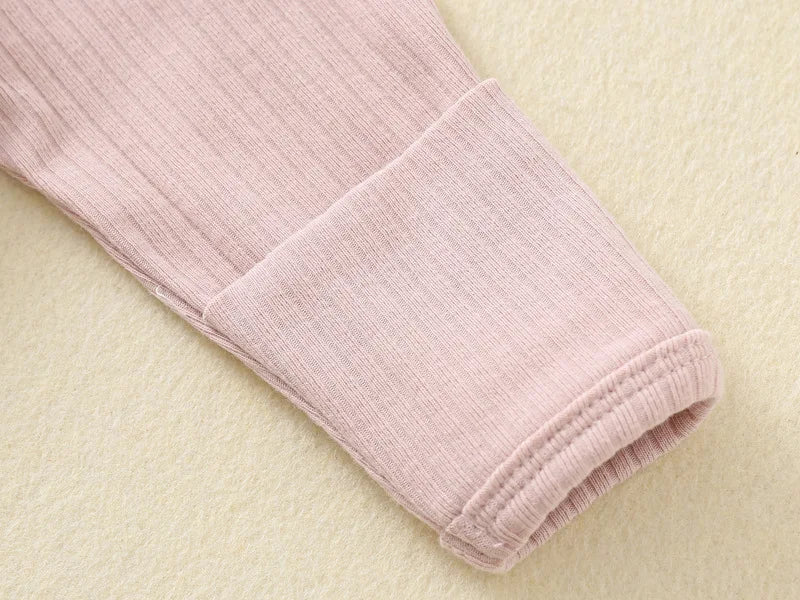 Autumn Zipper Baby Onesie Ribbed Knit Footed Romper Long Sleeve Solid Color Jumpsuit for 0-12M Newborn Infant Outfits