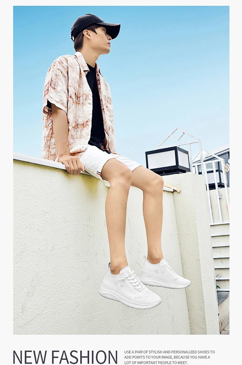 Unisex 6CM Height Increase Breathable Mesh Casual Shoes Lightweight Comfortable Elevator Sneakers for Men & Women Walking Shoes