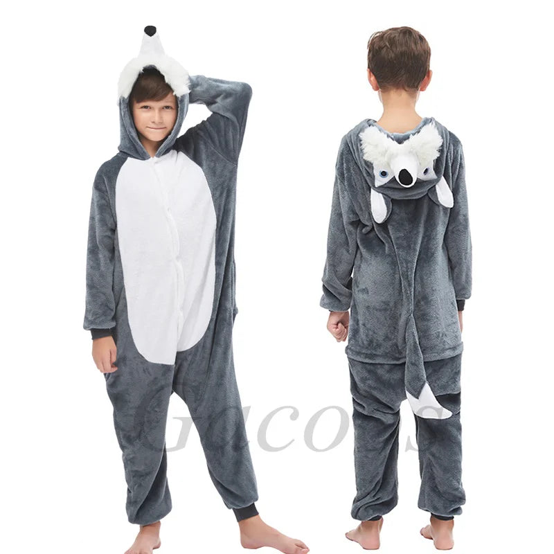 2024 Kigurumi Cat Onesie Kids Unicorn Pajamas For Children Animal Cartoon Blanket Sleepers Baby Costume Winter Boy Girl Jumspuit
