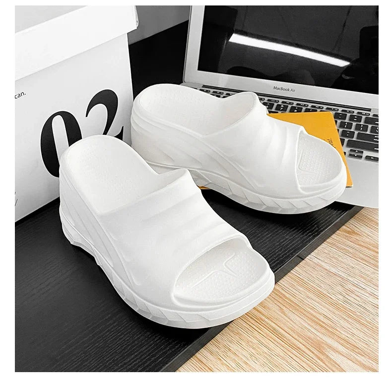 Outdoor Ladies Sandals Women Platform Flip Flops Slippers Height Increasing 8cm Summer Fashion Open Toe White Zapatos Mujer