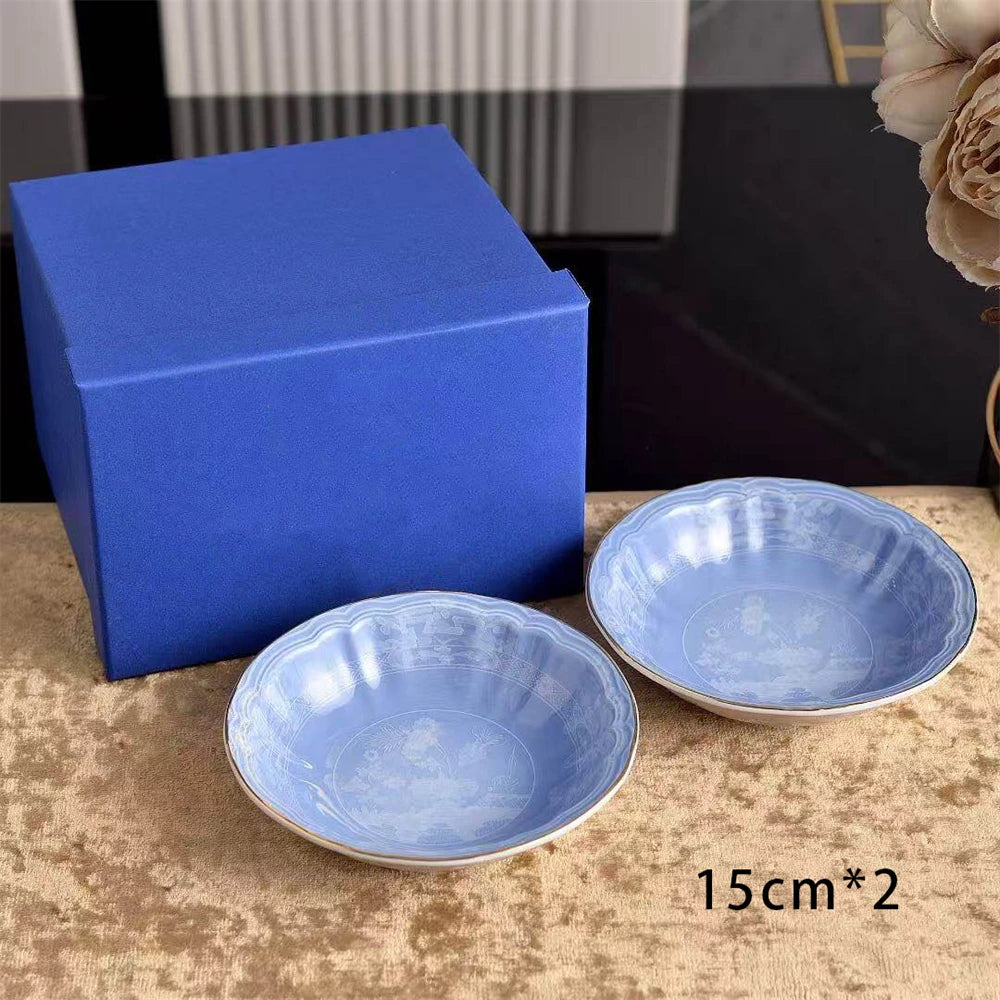 Ceramic Tableware Bowl Household Oatmeal Salah Bowl Kitchen Supplies 2 Combination 15cm Gift Box Beige Curry Yellow Green Pink