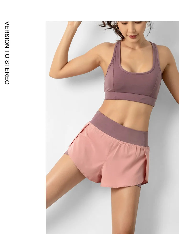 Hot New Sport Shorts Women Sportswear Double-deck Running Shorts Yoga Bottoms Summer Gym Fitness Training Jogging Short Pants