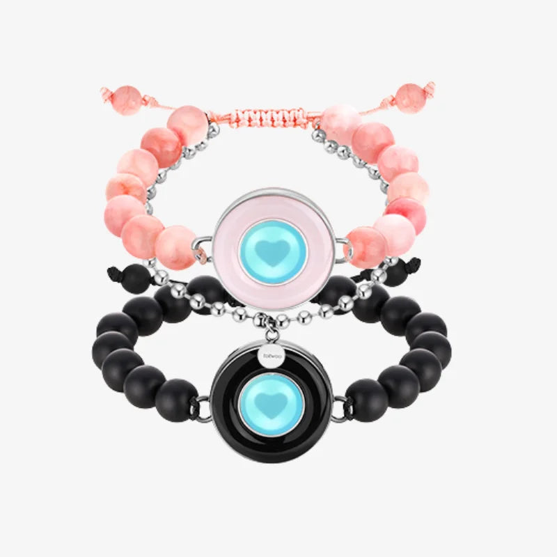 Totwoo Touch Smart Beaded Bracelets for Couple Emotional Bluetooth Jewelry Gift for Girlfriend Boyfriend Anniversary Birthday