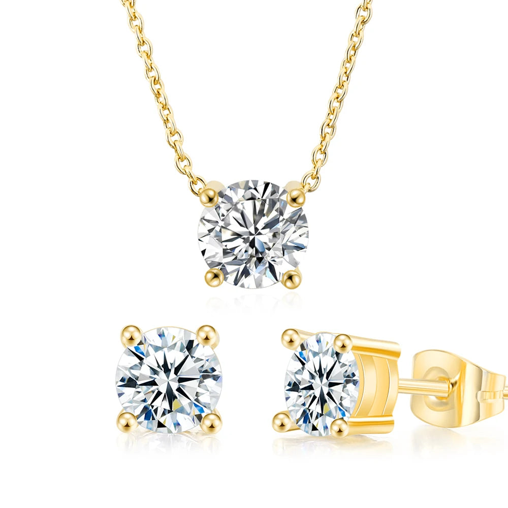 Wedding Jewelry Set For Women Bridal Korean Style Round Zircon Collar Choker Chain Necklaces Earrings Fashion Jewelry 2024 S565
