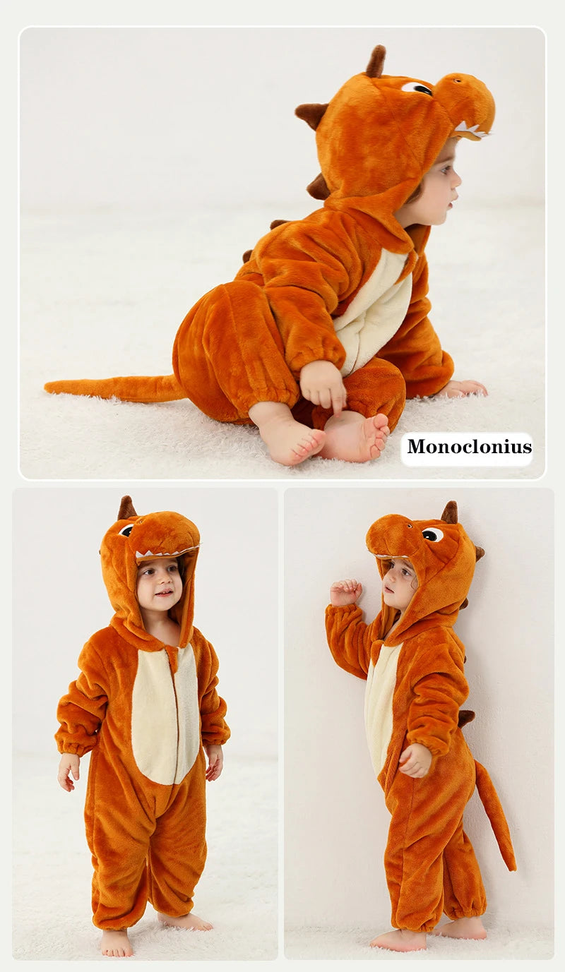 Autumn Winter Cartoon Style Winter Long Sleeve Baby Boys Girls Rompers Toddler Kids Playsuit Jumpsuits Baby Clothes Child Onesie