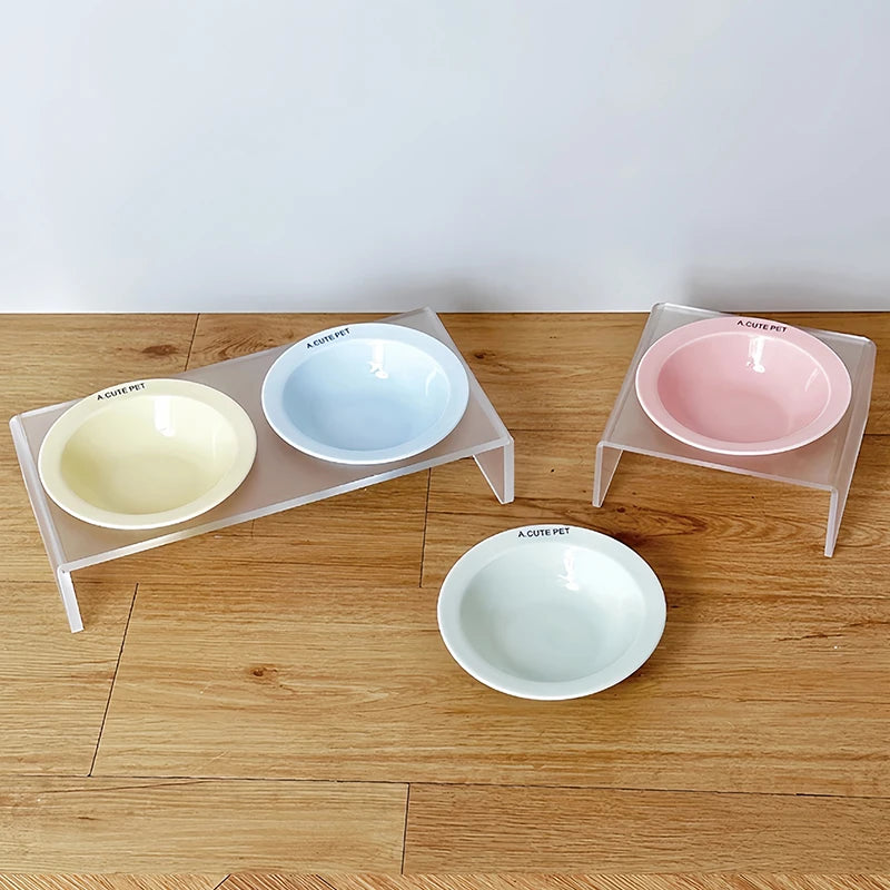 【E】Ceramic Pet Cat Bowl Pet Drinking Water Feeding Bowl Ceramics Cat Food Dog Food Utensils Cat Dog Pet Supplies Accessories