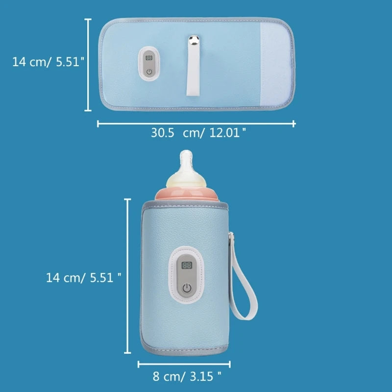 USB Charging Feeding Bottle Heater Heating Sleeve Milk Warmer 5 Temperature Adjust Insulated Breastmilk Warm Bag