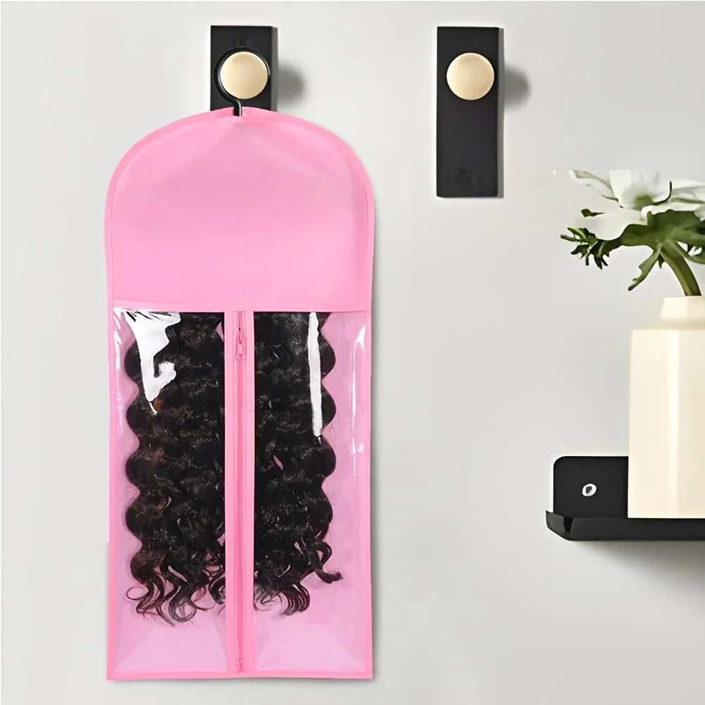 1/3/6pcs Premium Wig Storage Bags with Sturdy Metal Hangers - Black Transparent Design for Multiple Wigs & Hair Extensions