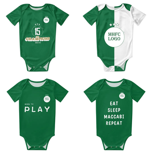 Maccabi MHFC Haifa Green Apes Baby Bodysuit Unisex Shirt Newborn Onesie Boy Girl Undershirt Outfit Baby Romper