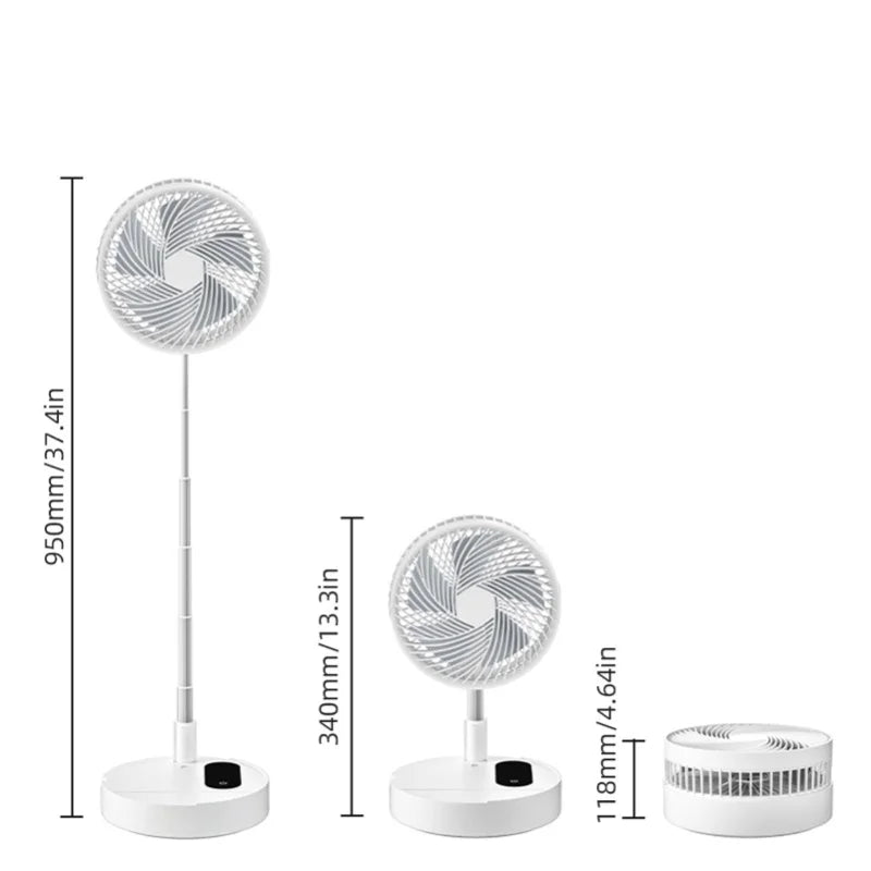 Portable 8.3in Folding Fan Touchscreen Remote Control Standing Desk Cooler 120 Angle 10000mAh Battery Powered Night Light USB