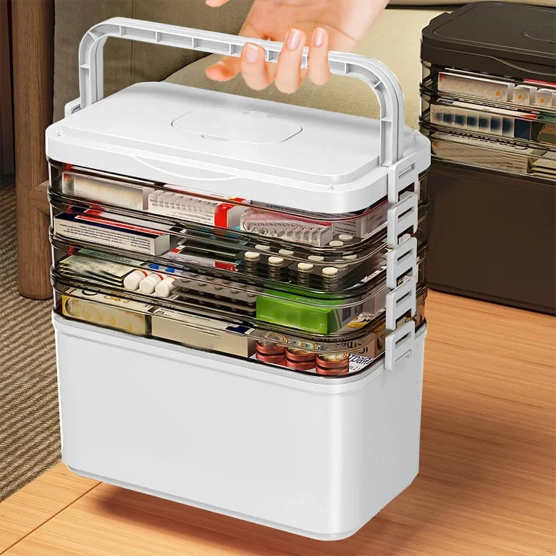 Large Capacity Multi-Layer Medicine Organizer and Usage Guide - Durable Waterproof Pill Box with Pill Storage Compartment