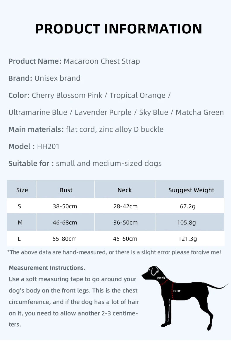 Macaron Series Dog Harness Vest No Pull Nylon Adjustable Safety Dog Harness For Small Medium Large Dog Collar New Free Shipping