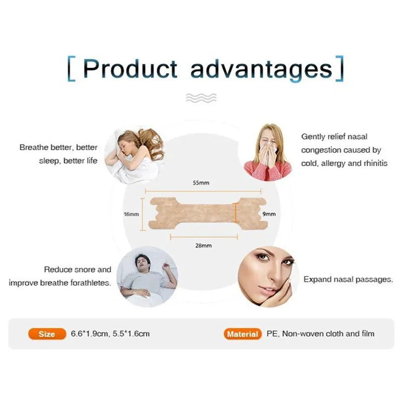 20/40/120/210PCS Nasal Strips Breathing Nose Patches for Adults and Child Better Sleeping Non-Invasive Anti Snoring Nose Breathe