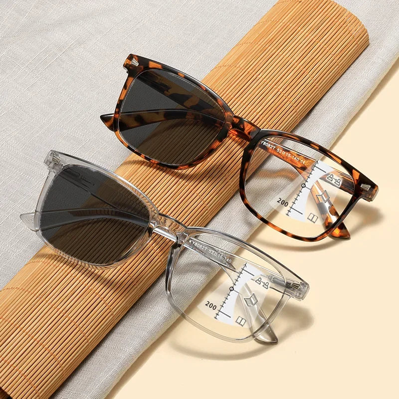 2024 Photochromic Anti Blue Reading Glasses Intelligent Far and Near Dual Light Multifocal Presbyopic Glasses Optical Eyeglass