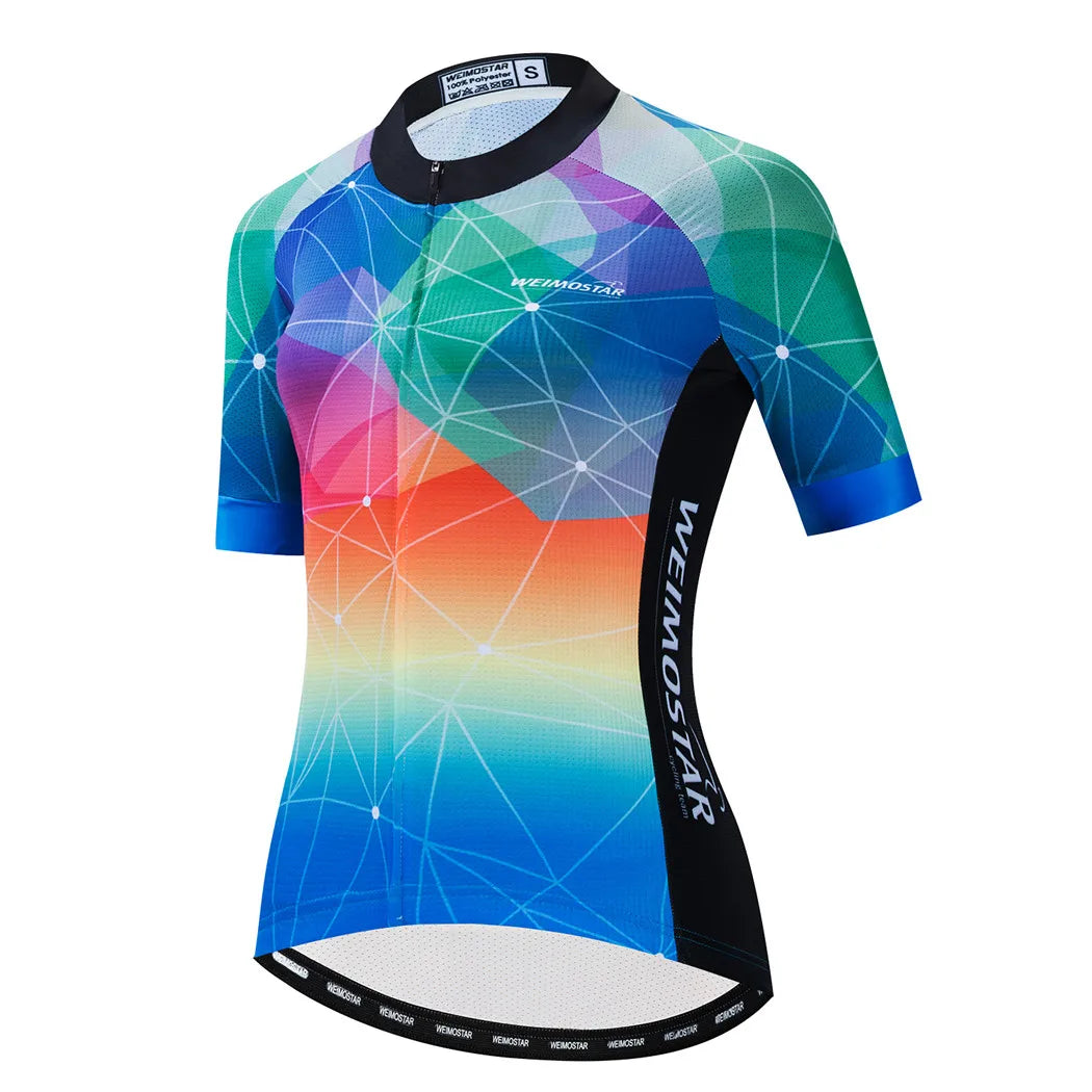 Blue Black Womens Cycling Jersey Pro Team Cycling Clothing Summer MTB Bike Jersey Breathable Bicycle Shirt Maillot Ciclismo