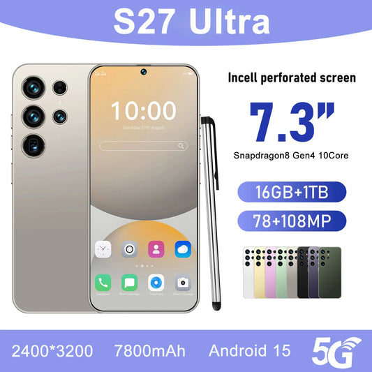 New 2026 High Quality S27 Ultra Original Intelligent 4G 5G Dual Card Dual Standby System Global Version 7800mAh Battery Arrival