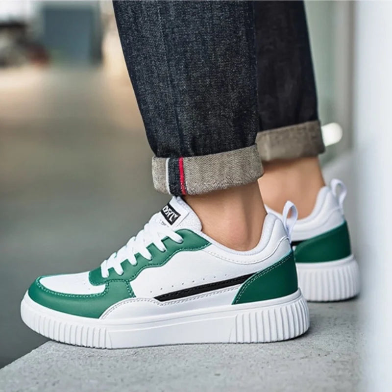 YRZL Fashion Leather Men Casual Shoes Lightweight Running Shoes Platform White Sneakers Outdoor Breathable Sport Shoes Shoes