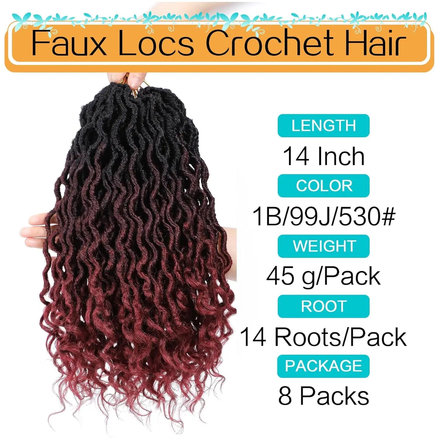 12-24inch Goddess Locs Crochet Hair Goddess Faux Locs Synthetic Crochet Hair For Women Pre Looped Faux Locs With Curly Ends