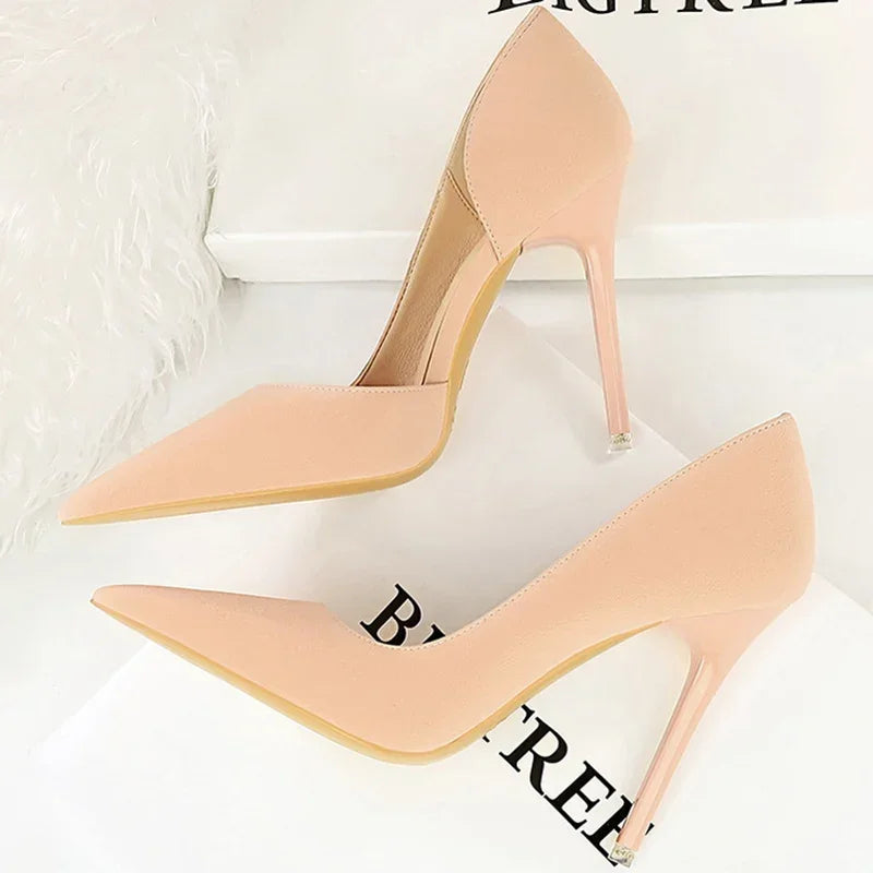 2025 New Women 11cm High Heels Wine Green Pumps Plus Size 34-43 Stripper Evening Orange Heels Lady Wedding Bridal Scarpins Shoes
