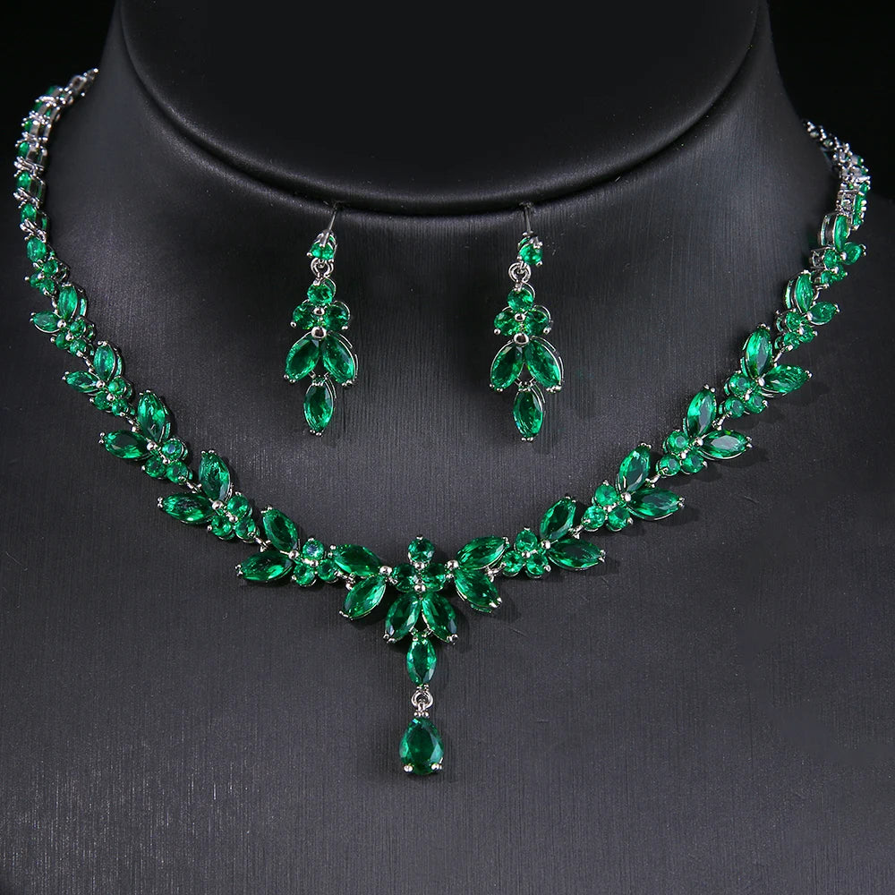 Emmaya Exquisite Jewelry Sets For Women Wedding Party Accessories Cubic Zircon Stud Earrings & Necklace Gift