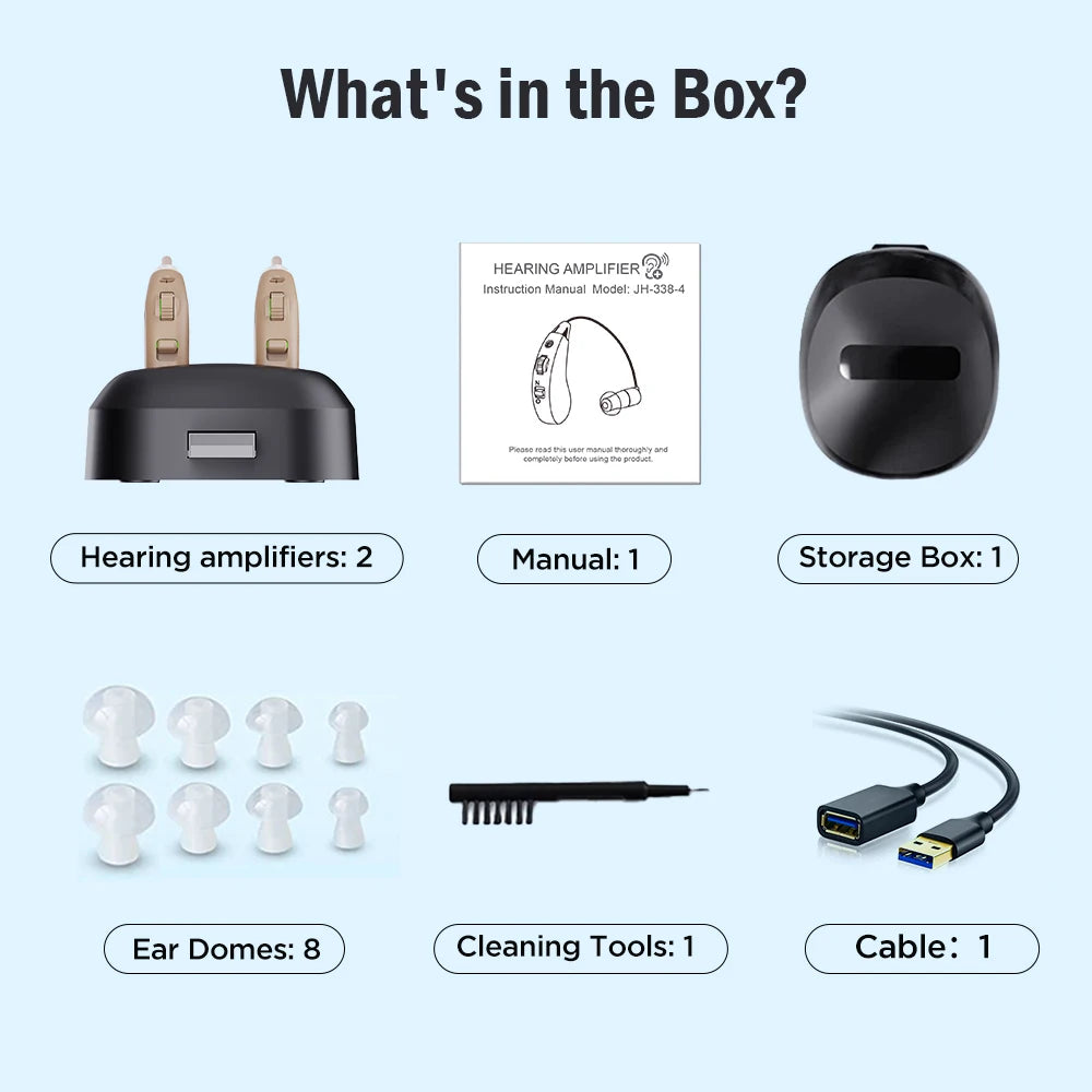 JINGHAO Rechargeable Hearing Aids BTE Ear Aids Hearing Amplifier Behind The Ear Sound Enhance Device Local Stock