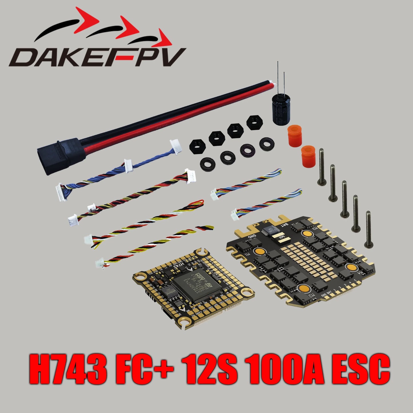 DAKEFPV H743 100A/120A stacked ICM42688P H743 flight control module BLHELI_S 120A 4-in-1 ESC 30.5X30.5 millimeters.